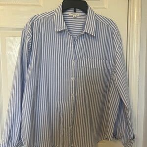 Blue/white striped long sleeve button down shirt, XL